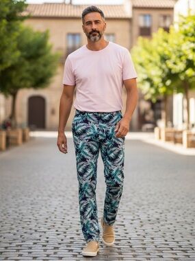 NWT Mens Club Room Classic Straight Leg Palm Leaf Chino Pant 32x32